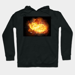 Realistic hot fiery explosion Hoodie